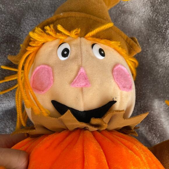Vintage Scarecrow Doll Plush 15" Pumpkin Body Stuffed Toy Y2K READ - Picture 13 of 16